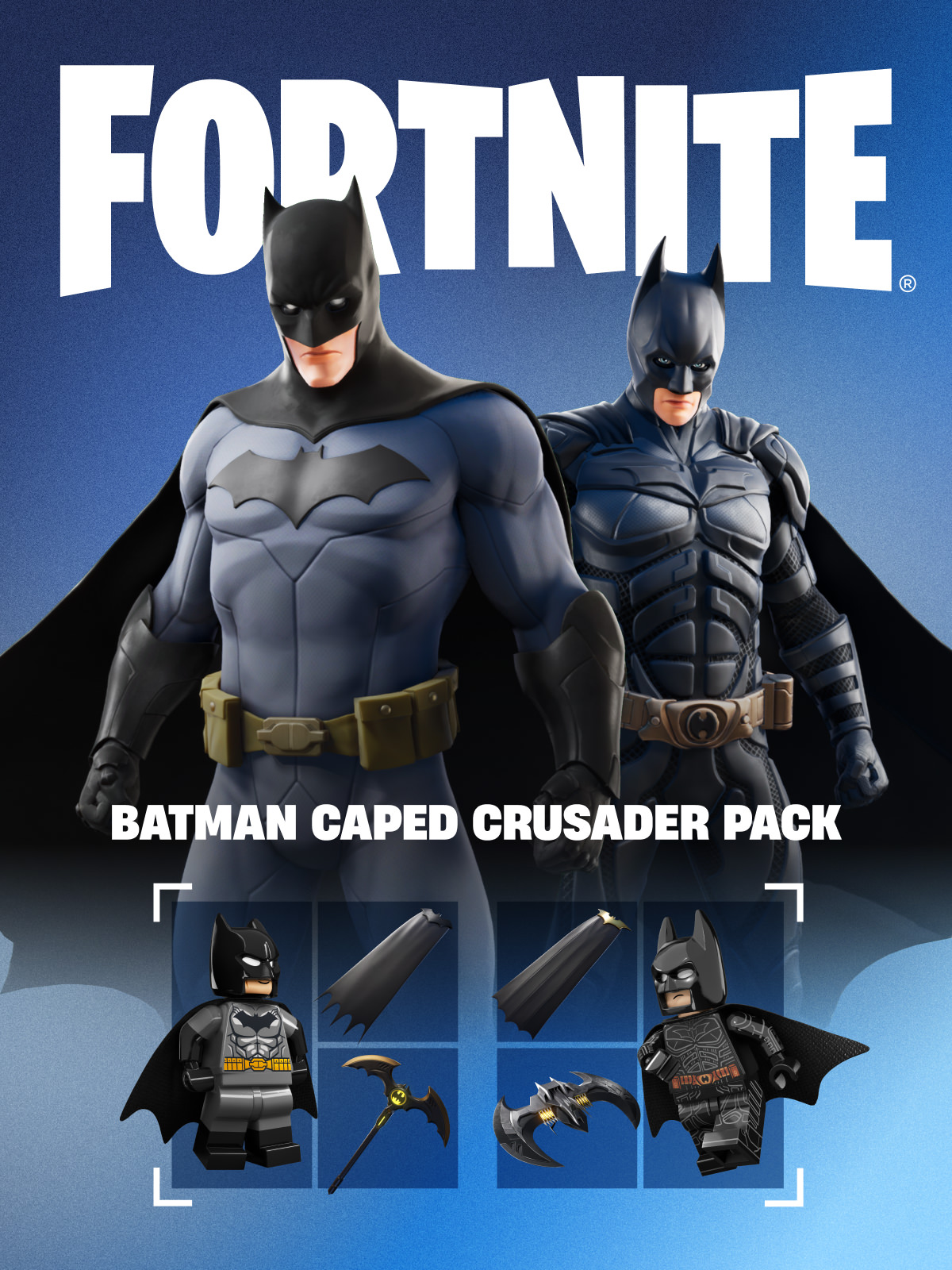 🦇 Batman Caped Crusader Pack | 2 Outfits + 2 Capes + 2 Pickaxes | Instant Delivery