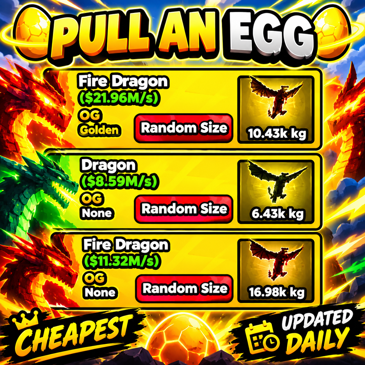 🔥Dragon (OG) (Random Size) - Pull An Egg🔥