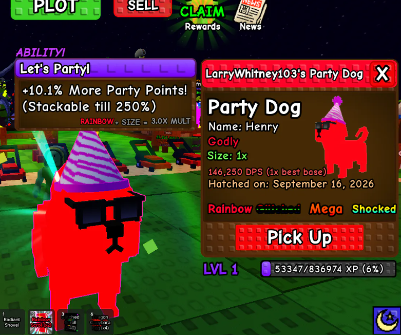 Rainbow Party Dog 1x Best Base Size 1x - Capybaras vs Plant #yd