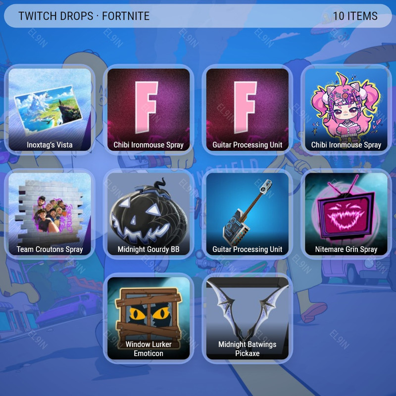⚡️ Twitch Drops 🌐 Ironmouse x Fortnite  💜 Fortnite [Total 10 Items]