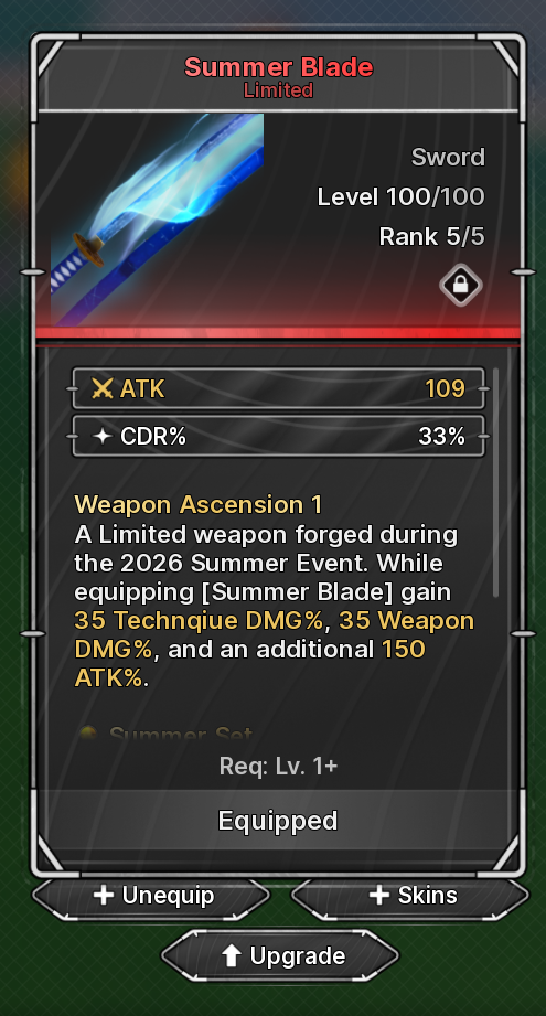 Summer Blade lvl 100 🔥Jujutsu: Zero ⭐Fast Delivery