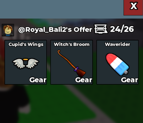 Bundle 3 Fly Gears : Cupid Wings + Witch Broom + Waverider