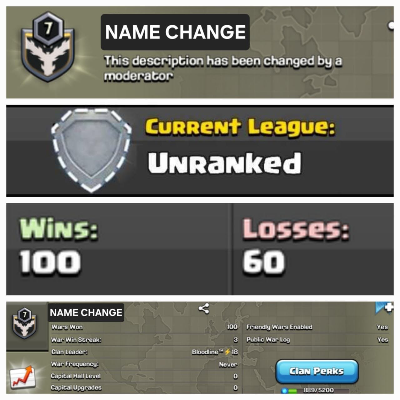 Level 7 name change || unranked || positive warlog 100-60