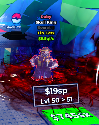 ( Secret II ) Ruby Skull King Lvl 50 9.5qi/Sec Trait Transcendent Grade Z+ [ Anime Dice ] | Ready Unit✅ | INSTANT DELIVERY✅