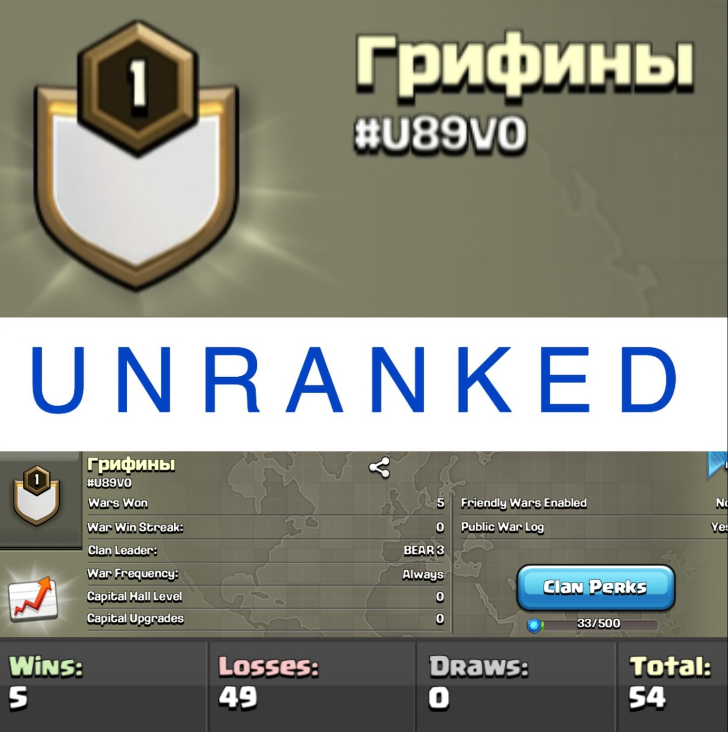 Rare 5 digit tag clan Level 1 unranked || Russian name - Грифины
