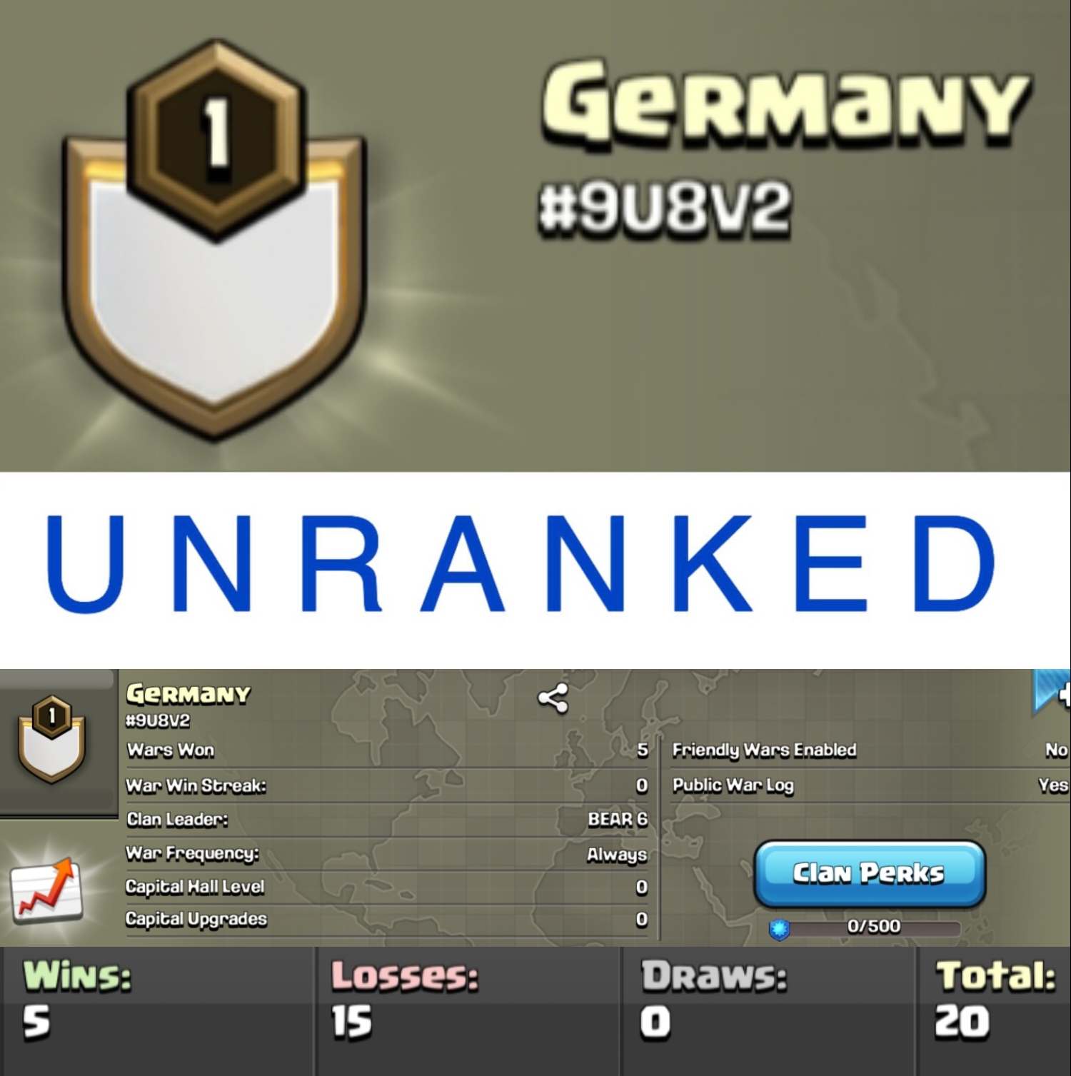 Rare 5 digit tag clan level 1 unranked || name - Germany