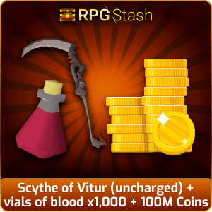 Scythe of Vitur (uncharged) + vials of blood x1,000 + 100M Coins [💯1500+ High TLv Acc Trade⚖️] [OSRS] 🏆121K+Feedback Seller✔️