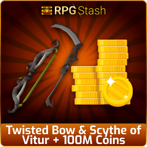 Twisted Bow & Scythe of Vitur + 100M Coins [💯1500+ High TLv Acc Trade⚖️] [OSRS] 🏆121K+Feedback Seller✔️
