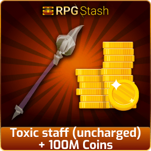 Toxic staff (uncharged) + 100M Coins [💯1500+ High TLv Acc Trade⚖️] [OSRS] 🏆121K+Feedback Seller✔️