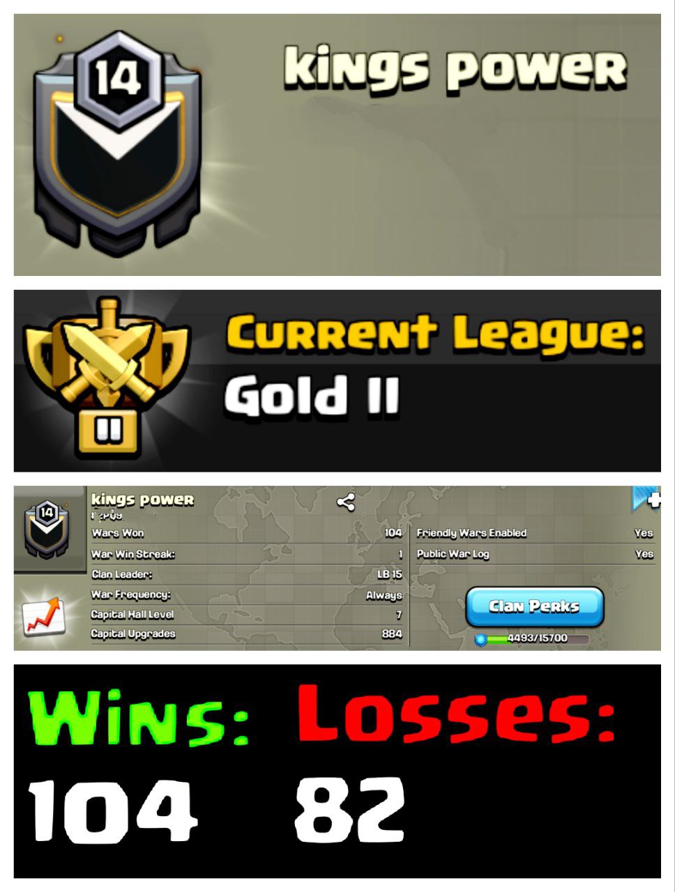 🔥 OP LVL 14 ENGLISH CLAN ⚔️ KINGS POWER 💎 GOLD II 🏯 CLAN CAPITAL 7 ☄️ 104W/82L ⚡ INSTANT DELIVERY 🛍️ BUY NOW #LB