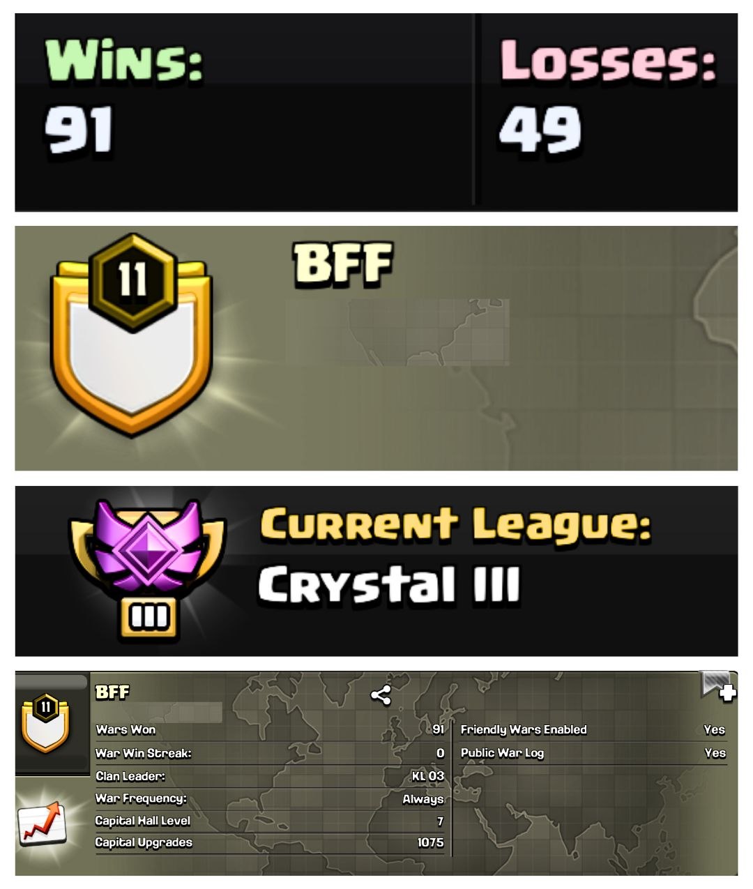 🤖 OP LVL 11 ENGLISH CLAN 🫣 BFF 😍 CRYSTAL 3 🎃 CAPITAL 7 🥶 91W/ 49L 👻 FAST DELIVERY BUY NOW #LB