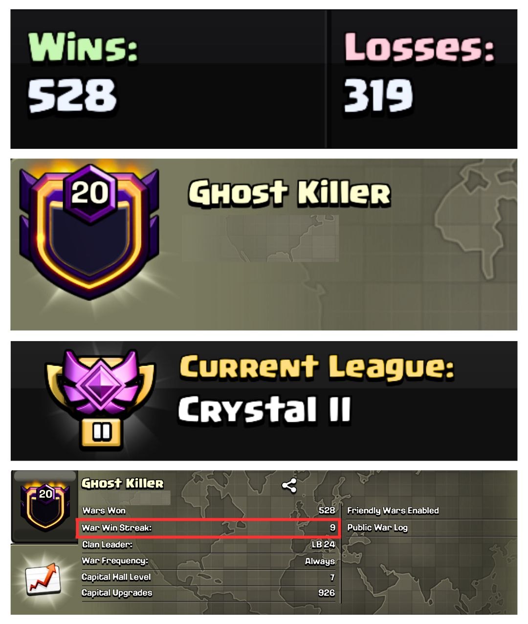 🤡 OP LVL 21 ENGLISH CLAN 👽 GHOST KILLER 👾 CRYSTAL 2 👻 CAPITAL 7 🥶 528W/ 319L 🔺 FAST DELIVERY BUY NOW #LB