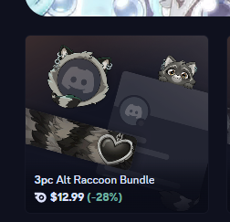 Alt raccoon bundle | 12.99$ via gift