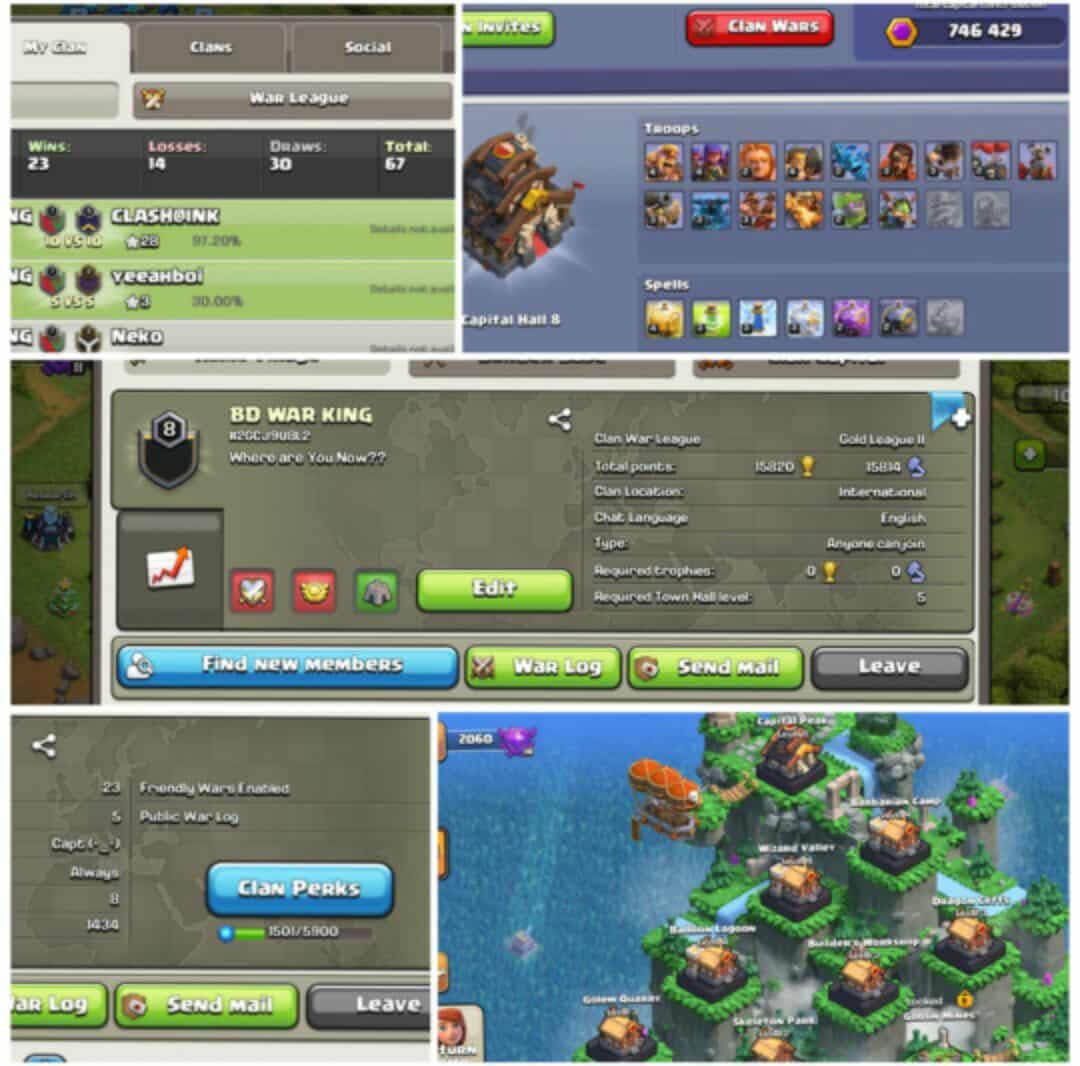 CAPITAL HALL 8 CLAN | TROOPS GOOD | GOLD 2 CWL CLAN | LVL-8 CLAN | CLAN NAME- "BD WAR KING" |