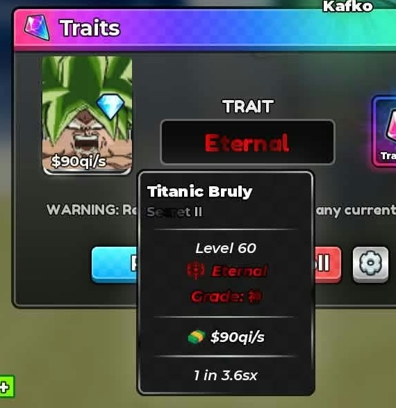 Anime Dice | Titanic Bruly | Secret II | Eternal | Highest Grade | 90 qi/s | 1 in 3.6 sx
