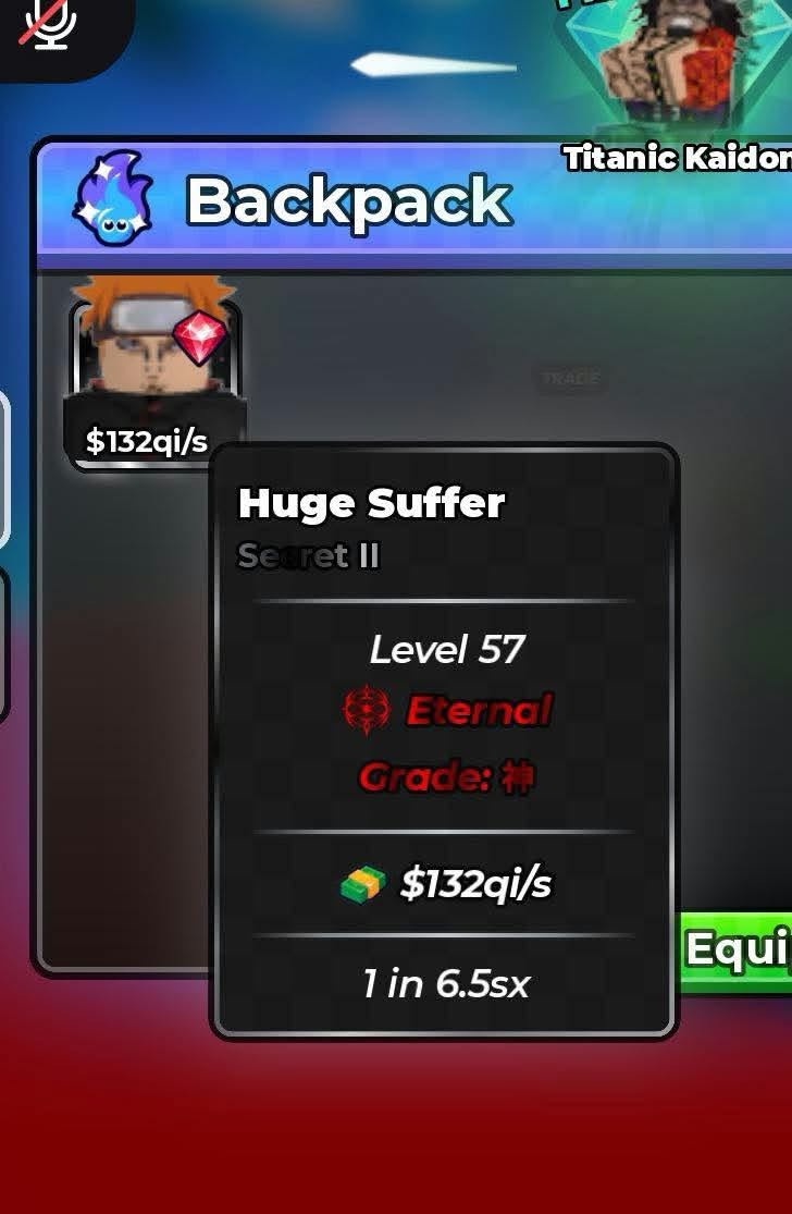 Anime Dice | Huge Suffer | Secret II | Eternal | 132 qi/s | 1 in 6.5 sx