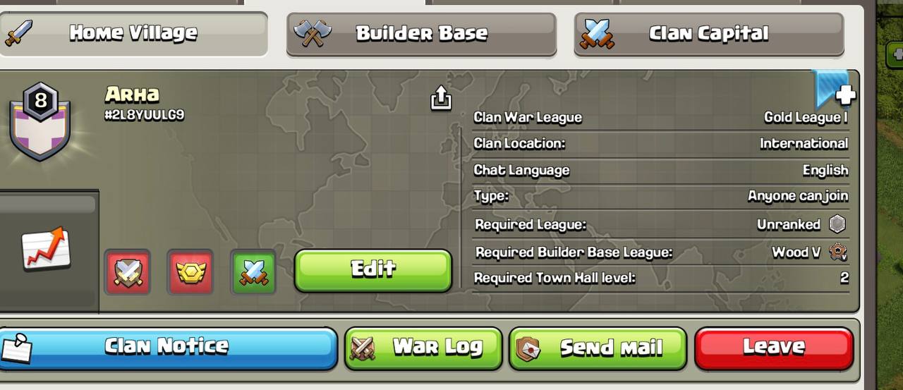 Clan level 8 ⭐️ Name : Arha