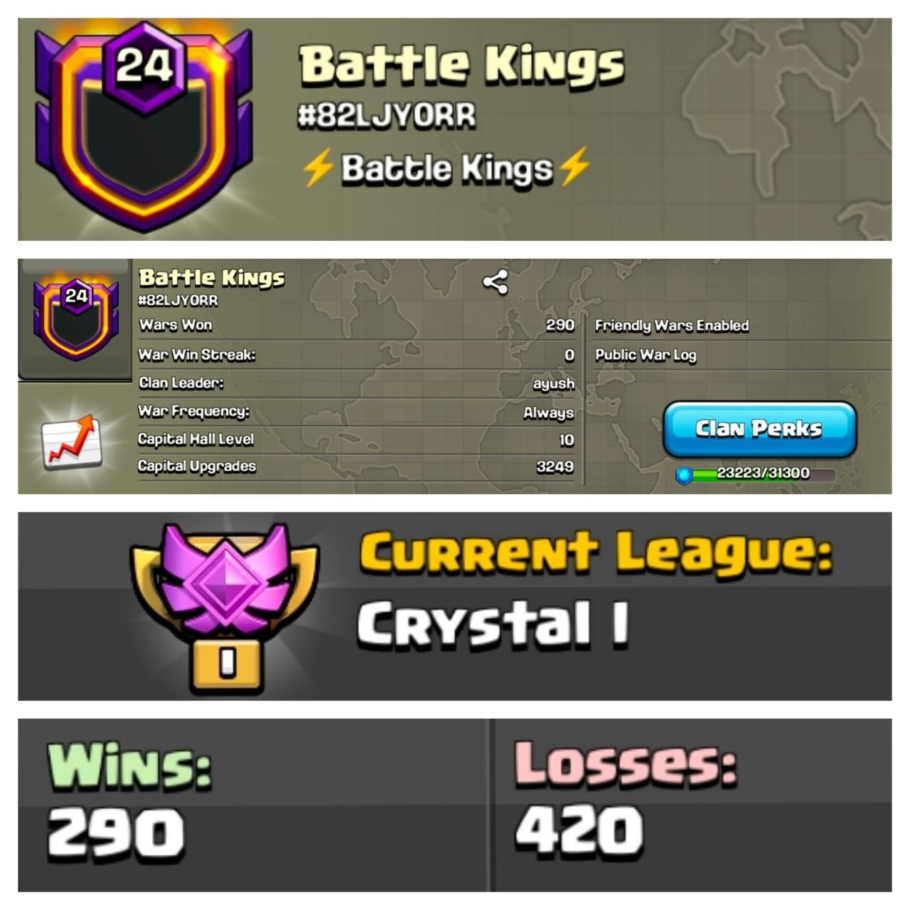 Battle Kings || Lvl 24 🚀 || Crystal 1 || CC-10😈 || RARE NAME ❤️