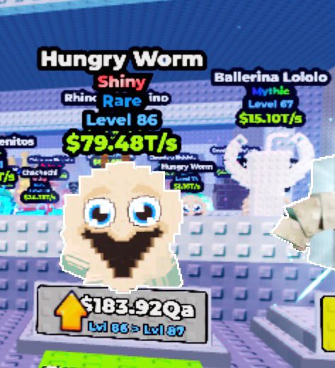 Hungry worm shiny rare 79.48T/s ♦️ Escape waves for lucky blocks ♦️ fast delivery ✅