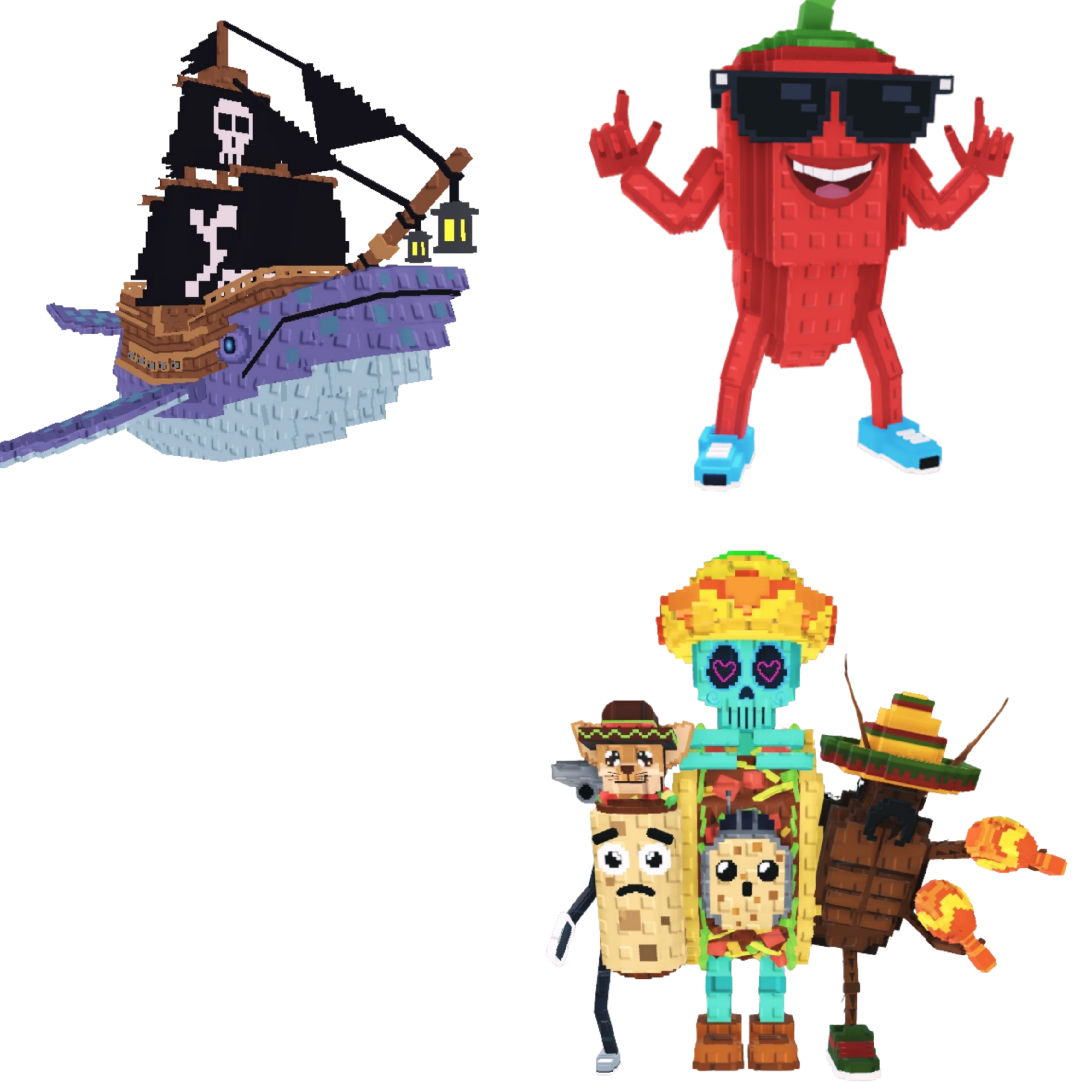 [BUNDLE] - 🦜 1x Capitano Moby 🦜 1x Chillin Chili 🦜1x La Taco Combinasion