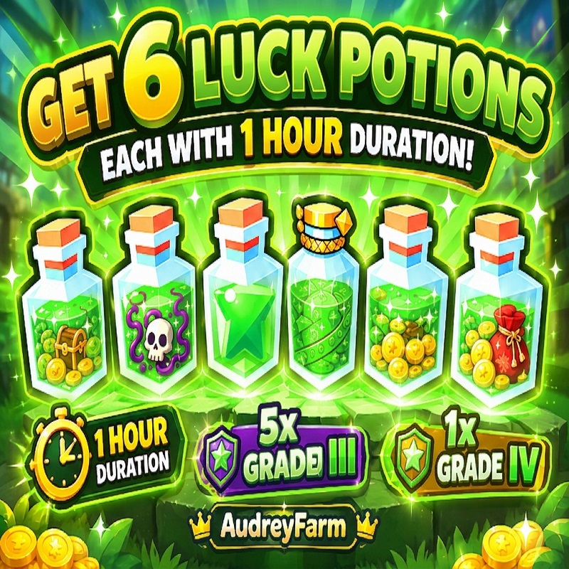 1H 6x Luck Potion Include IV