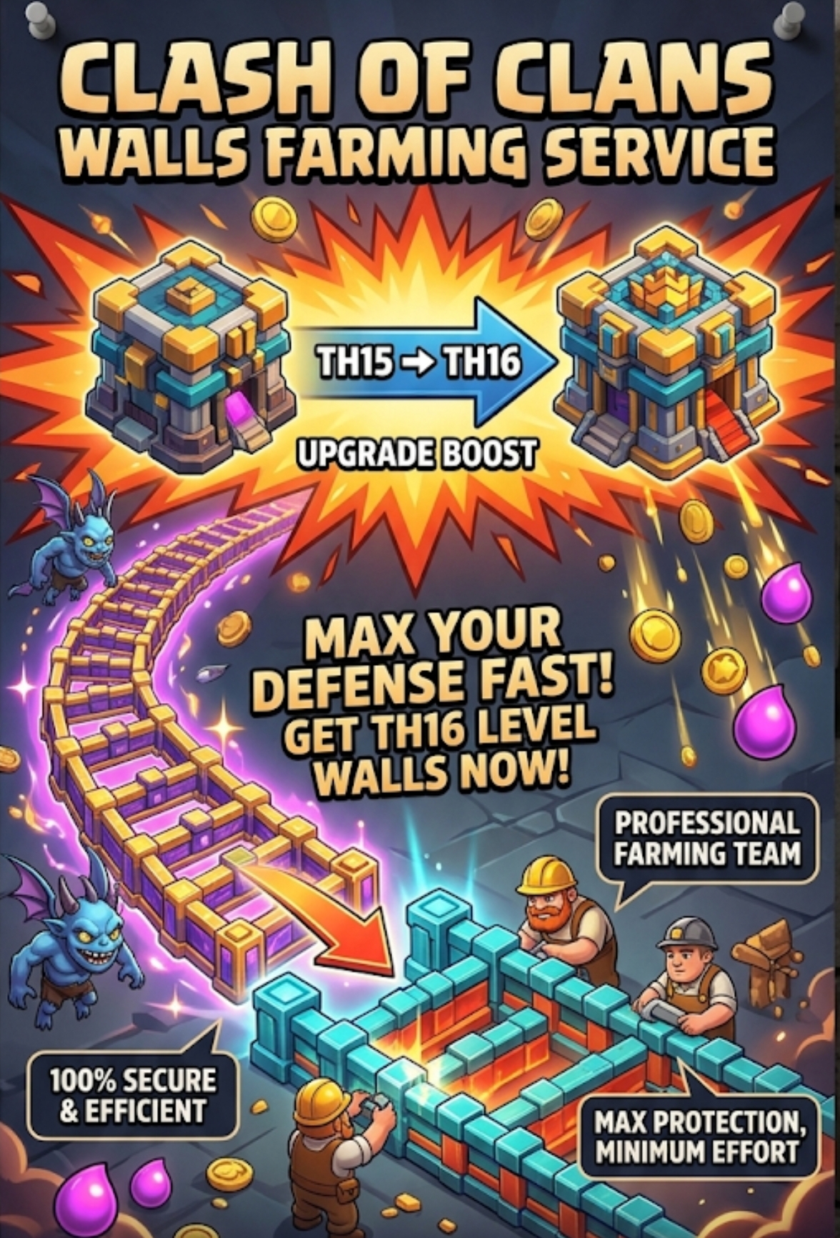🔥TOWNHALL 15 TO 16 [HDV 15 - 16] 🌟FULLY 100% Maxed Walls💥 Insane Speed 💫 Safest And Cheapest 🌊