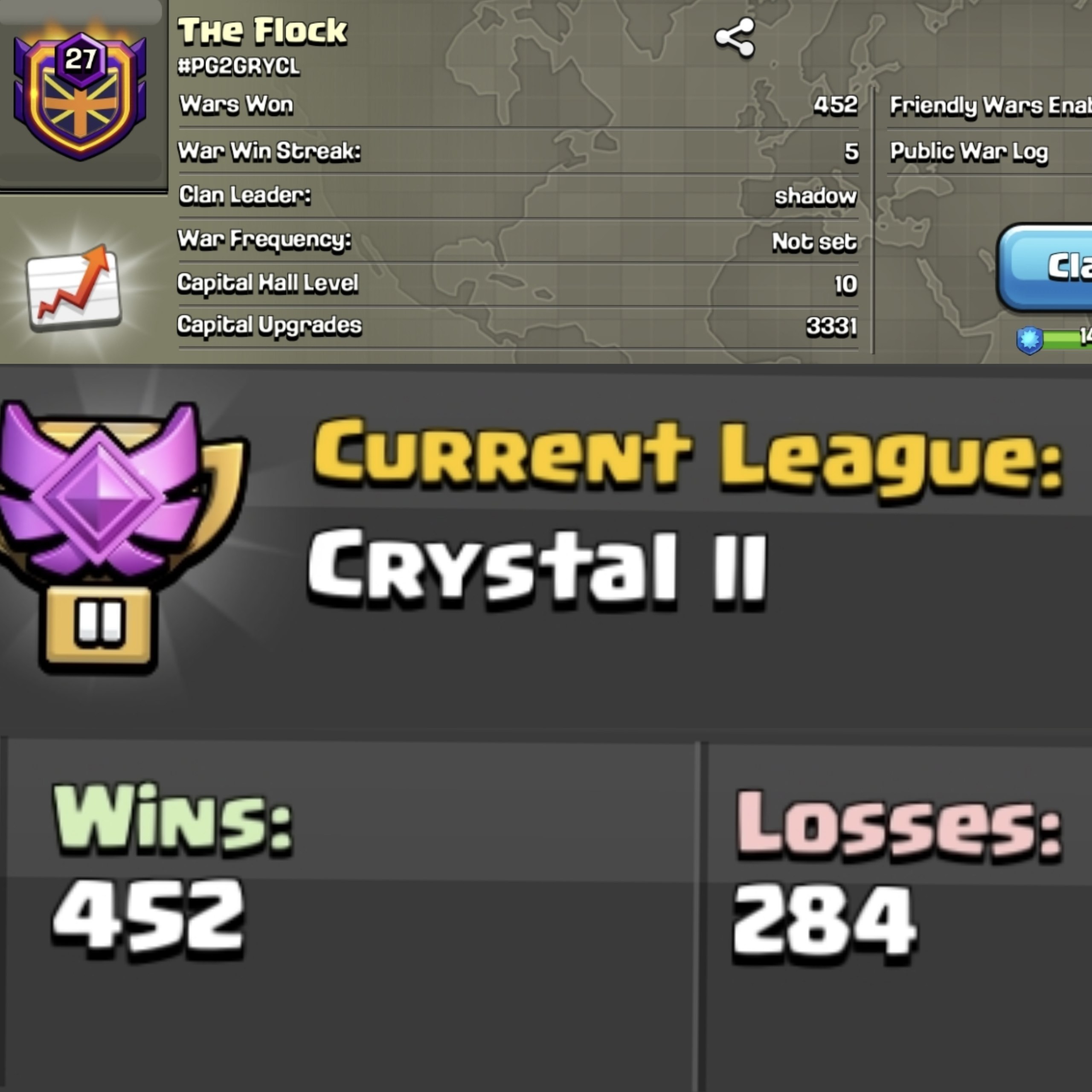 🐦🔥CHEAPEST 🦄 THE FLOCK 🤯 LEVEL 27 CLAN ☠️ CRYSTAL LEAGUE ✨ POSITIVE WAR LOG 2:1 💥 UNBEATABLE 5 WAR WIN STREAK 👾 CLAN CAPITAL MAX LEVEL 10 ✨ LIMITED TIME DEAL 🤝 FAST DELIVERY 🚚