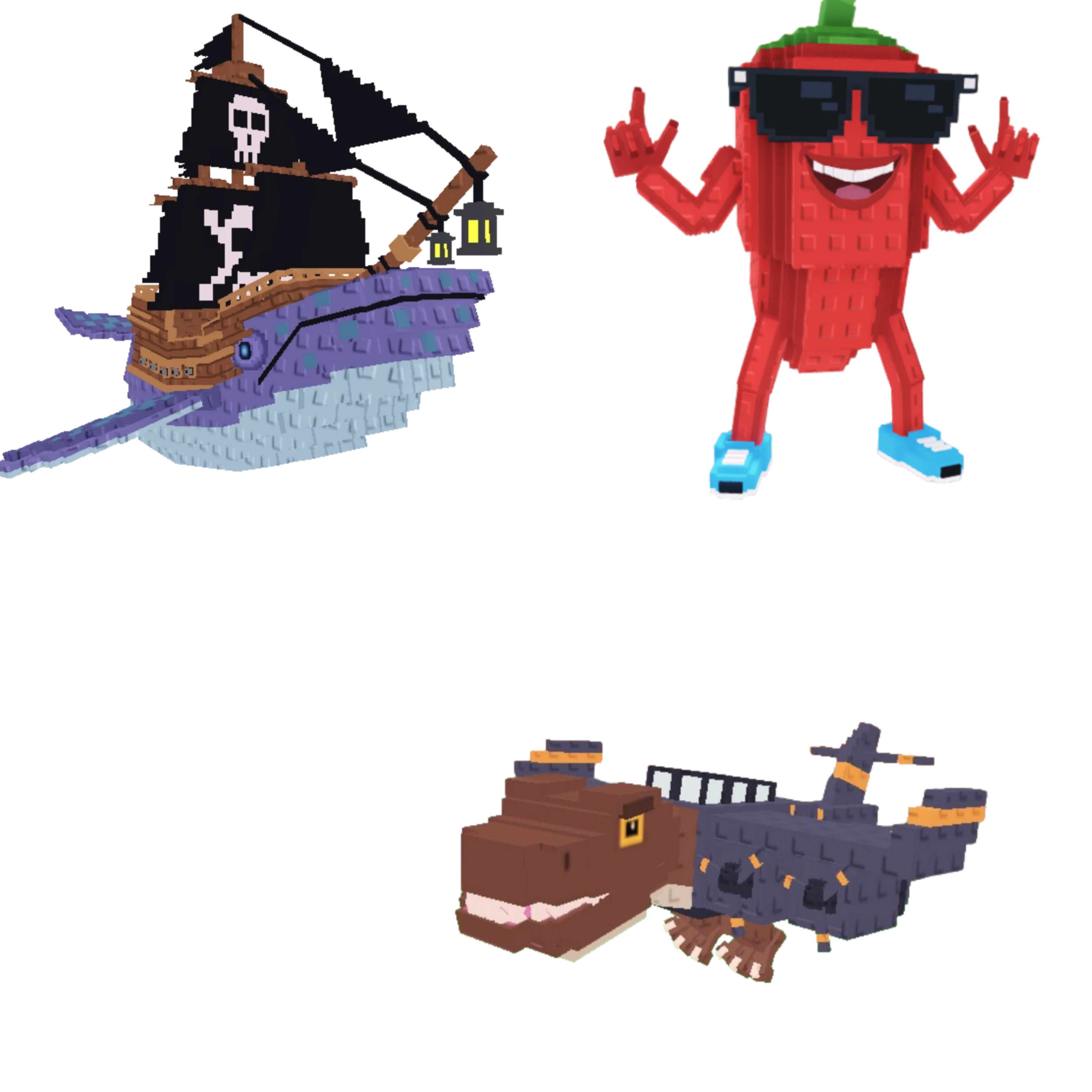 [BUNDLE] - 🌼 1x Capitano Moby 🌼 1x Chillin Chili 🌼 1x Nuclearo Dinossauro