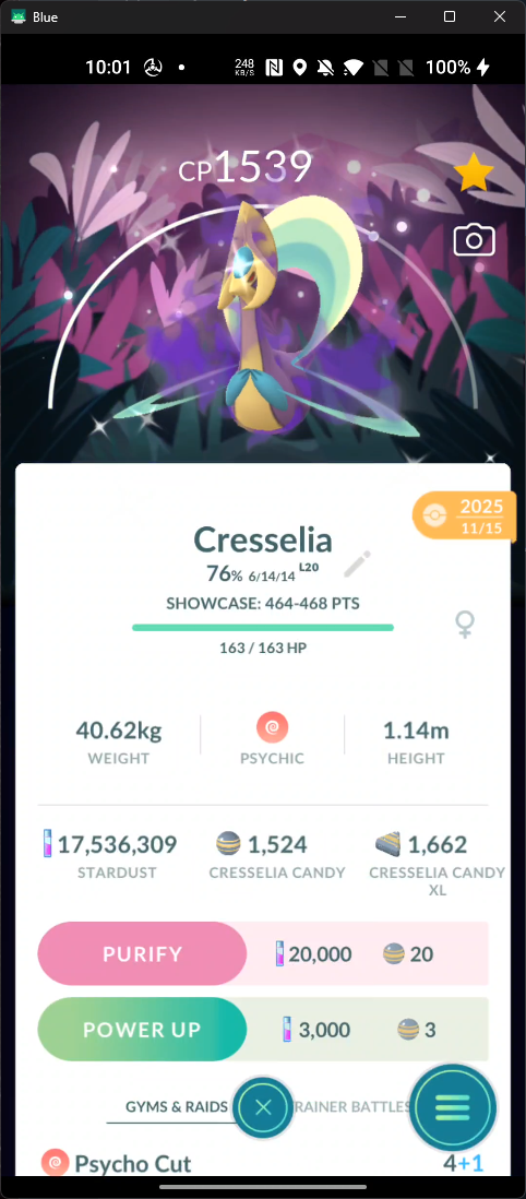 Shadow Shiny Cresselia Go Wild Area Background