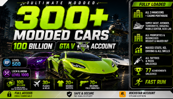 🔥 300+ MODDED CARS | 💰 70 BILLION HANGER + 30M CASH | ✈️ 30+ AIRCRAFT | 🏡 3 MANSIONS + PENTHOUSE | 👑 MAXED | PC- ONLY