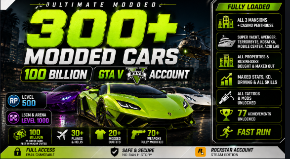 300+ MODDED CARS | ๐ฐ 60 BILLION HANGER + 30M CASH | โ๏ธ 30+ AIRCRAFT | ๐ก 3 MANSIONS + PENTHOUSE | ๐ MAXED | PC- ONLY
