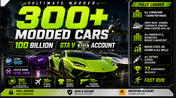 300+ MODDED CARS | ๐ฐ 90 BILLION HANGER + 30M CASH | โ๏ธ 30+ AIRCRAFT | ๐ก 3 MANSIONS + PENTHOUSE | ๐ MAXED | PC- ONLY