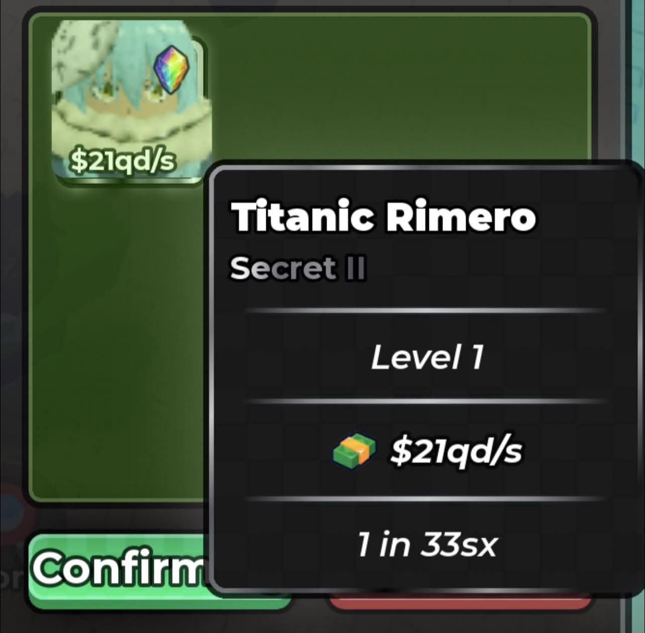 Titanic Rimero | Secret II 2 | 1 in 33 sx | Anime Dice