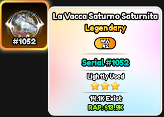 🔥La Vacca Saturno Saturnita (Serial #1052) - Hypershot🔥