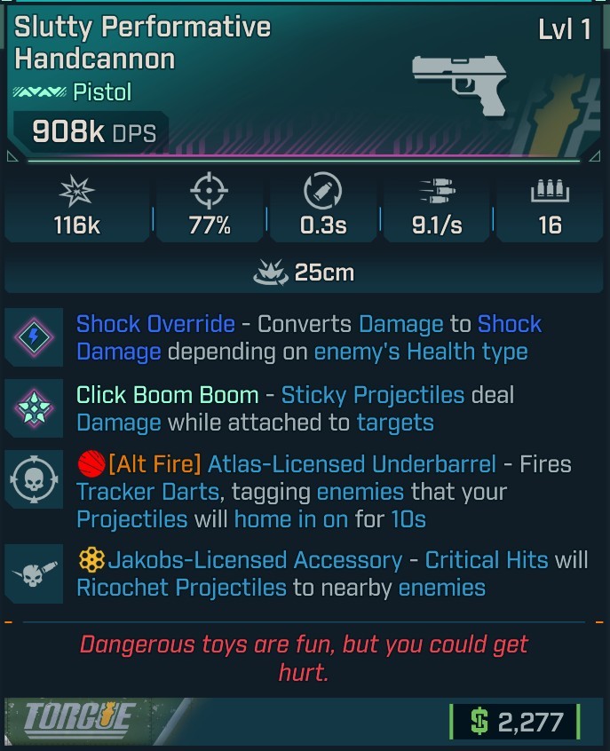 ⭐[MODDED] L1 HANDCANNON (SHOCK CONVERT) - 908K DPS - 77% ACCURACY - 9.1 FIRE RATE - 0.3S RELOAD - RICOCHET - TRACKER DARTS⭐