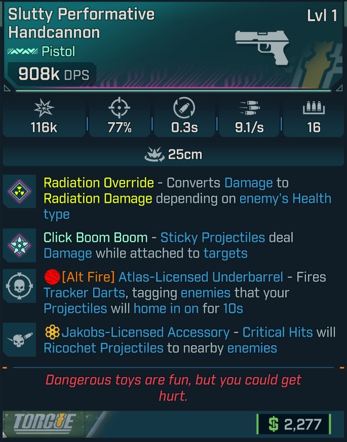 ⭐[MODDED] L1 HANDCANNON (RADIATION CONVERT) - 908K DPS - 77% ACCURACY - 9.1 FIRE RATE - 0.3S RELOAD - RICOCHET - TRACKER DARTS⭐