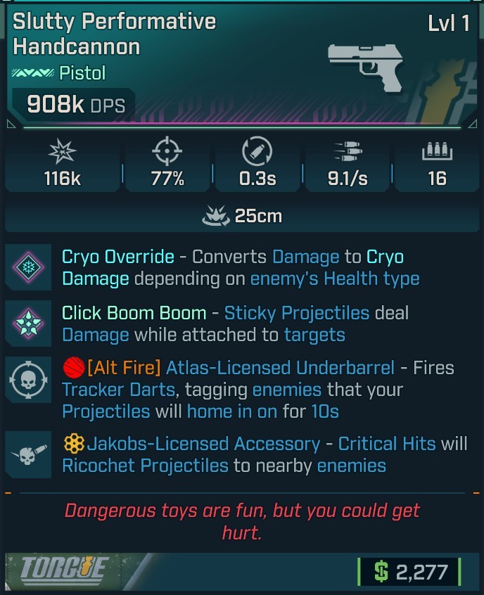 ⭐[MODDED] L1 HANDCANNON (CRYO CONVERT) - 908K DPS - 77% ACCURACY - 9.1 FIRE RATE - 0.3S RELOAD - RICOCHET - TRACKER DARTS⭐