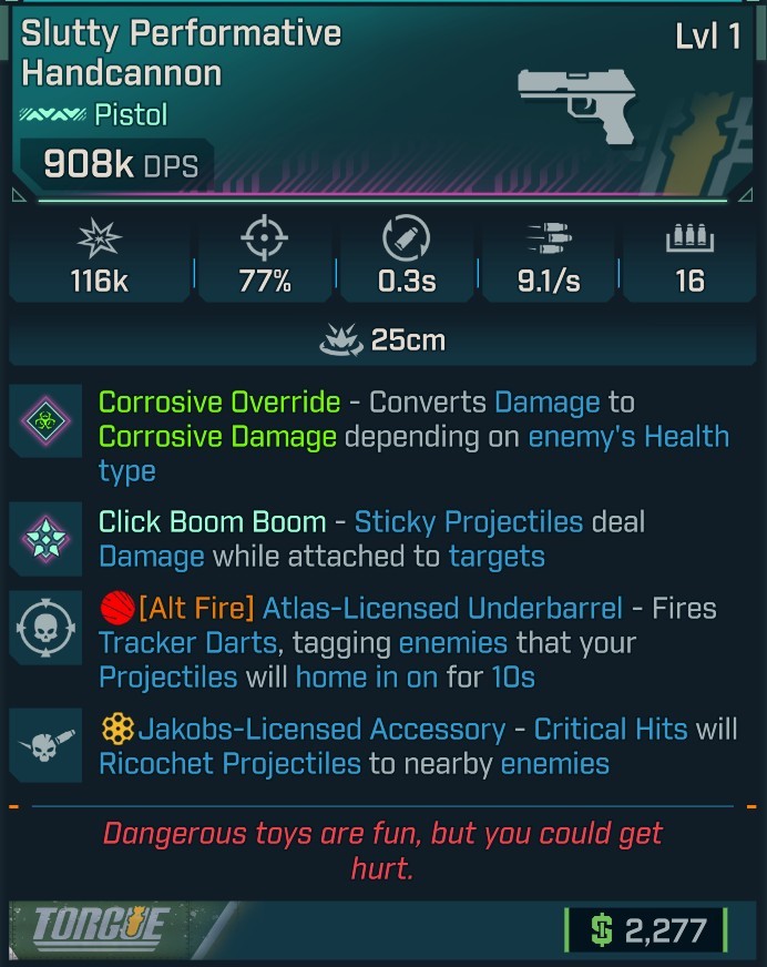 ⭐[MODDED] L1 HANDCANNON (CORROSIVE CONVERT) - 908K DPS - 77% ACCURACY - 9.1 FIRE RATE - 0.3S RELOAD - RICOCHET - TRACKER DARTS⭐