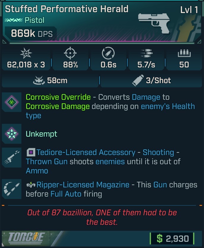 ⭐[MODDED] L1 HERALD (CORROSIVE CONVERT) - 869K DPS - 88% ACCURACY - 5.7/s FIRE RATE - 0.6s RELOAD - STICKY GYROJETS - RIPPER MAG⭐