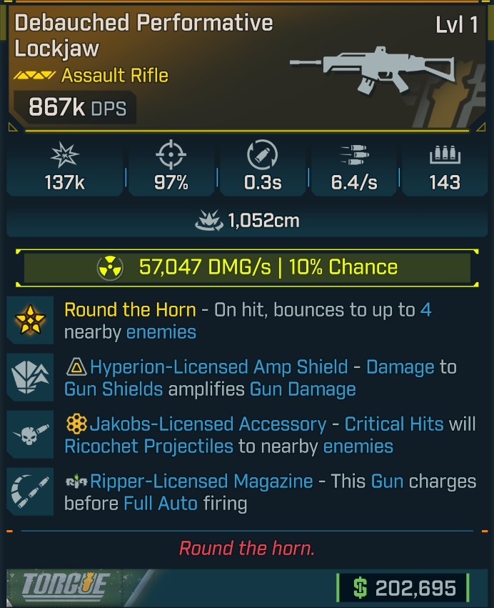 ⭐[MODDED] L1 LOCKJAW - 867K DPS (+57K RADIATION DMG/S) - 97% ACC - 0.3s RELOAD - 6.4/s F.RATE - 143 MAG - RICOCHET - RIPPER MAG⭐