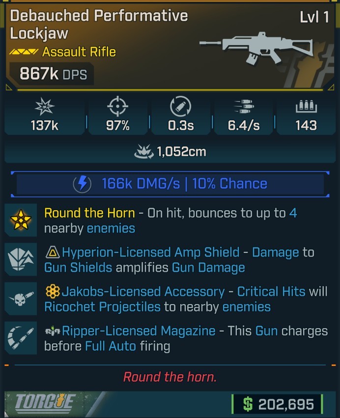 ⭐[MODDED] L1 LOCKJAW - 867K DPS (+166K SHOCK DMG/S) - 97% ACC - 0.3s RELOAD - 6.4/s F.RATE - 143 MAG - RICOCHET - RIPPER MAG⭐