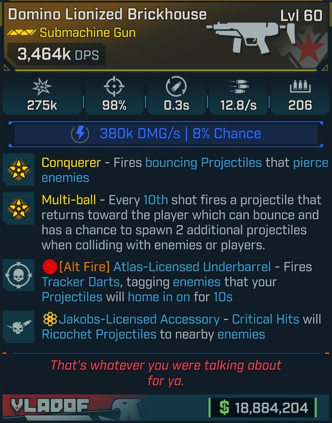 ⭐[MODDED] L60 BRICKHOUSE - 3,464K DPS (+380K SHOCK DMG/S) - 98% ACCURACY - 0.3s RELOAD - 12.8/s FIRE RATE - 206 MAG SIZE - CONQUEROR⭐