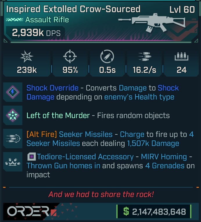 ⭐[MODDED] L60 CROW-SOURCED (SHOCK CONVERT) - 2,939K DPS - 95% ACC - 16.2s FIRE RATE - 0.5S RELOAD - 4 MIRV - SEEKER MISSILES 4x1,507k DMG⭐