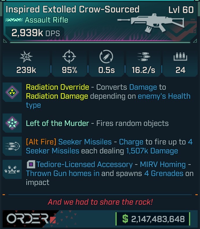 ⭐[MODDED] L60 CROW-SOURCED (RADIATION CONVERT) - 2,939K DPS - 95% ACC - 16.2s FIRE RATE - 0.5S RELOAD - 4 MIRV - SEEKER MISSILES 4x1,507k DMG⭐
