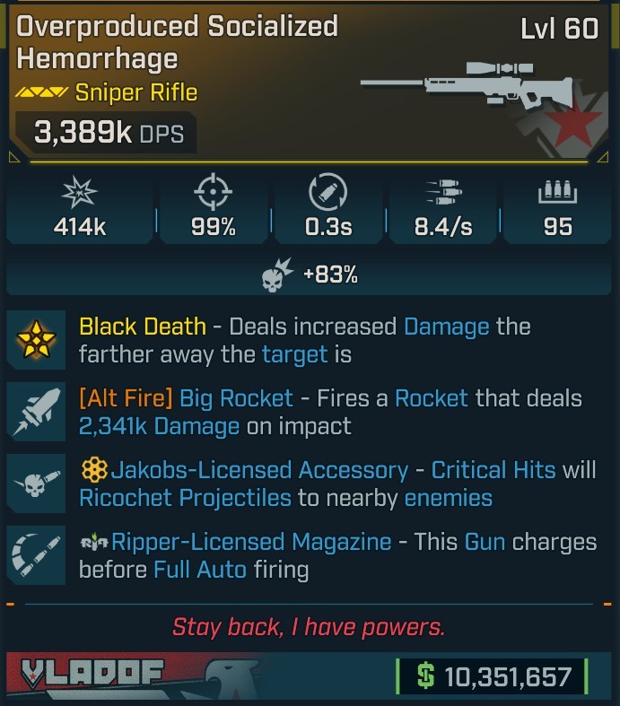 ⭐[MODDED] L60 HEMORRHAGE - 3,389K DPS - 99% ACCURACY - 0.3s RELOAD - 8.4/s FIRE RATE - BIG ROCKET 2,341K DMG - RICOCHET - RIPPER INSTANT CHARGE⭐