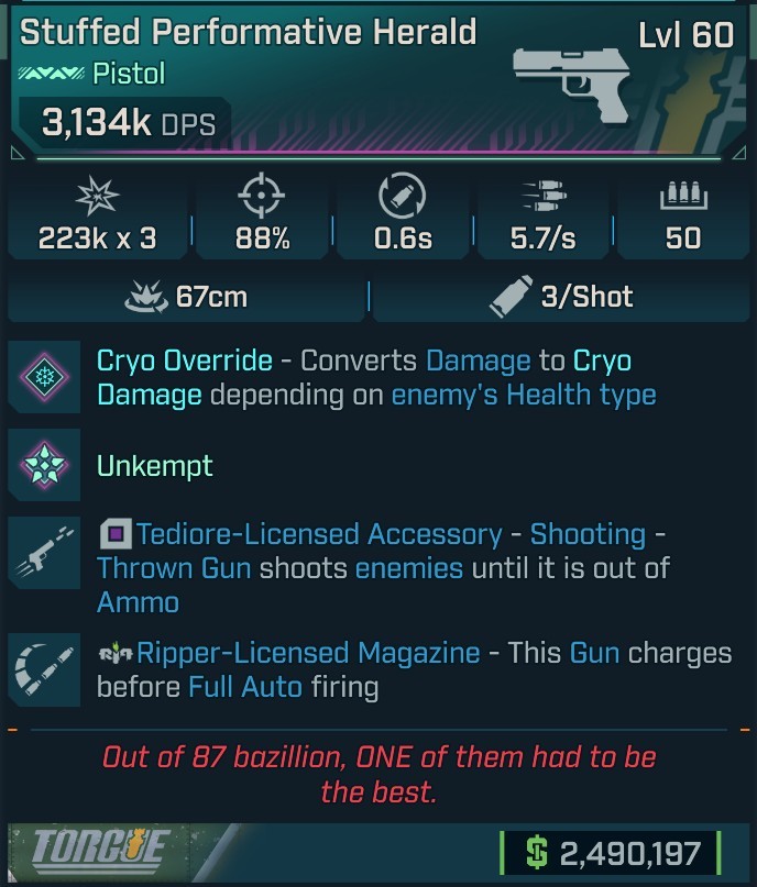 ⭐[MODDED] L60 HERALD (CRYO CONVERT) - 3,134K DPS - 88% ACCURACY - 5.7/s FIRE RATE - 0.6s RELOAD - STICKY GYROJETS - RIPPER MAG⭐