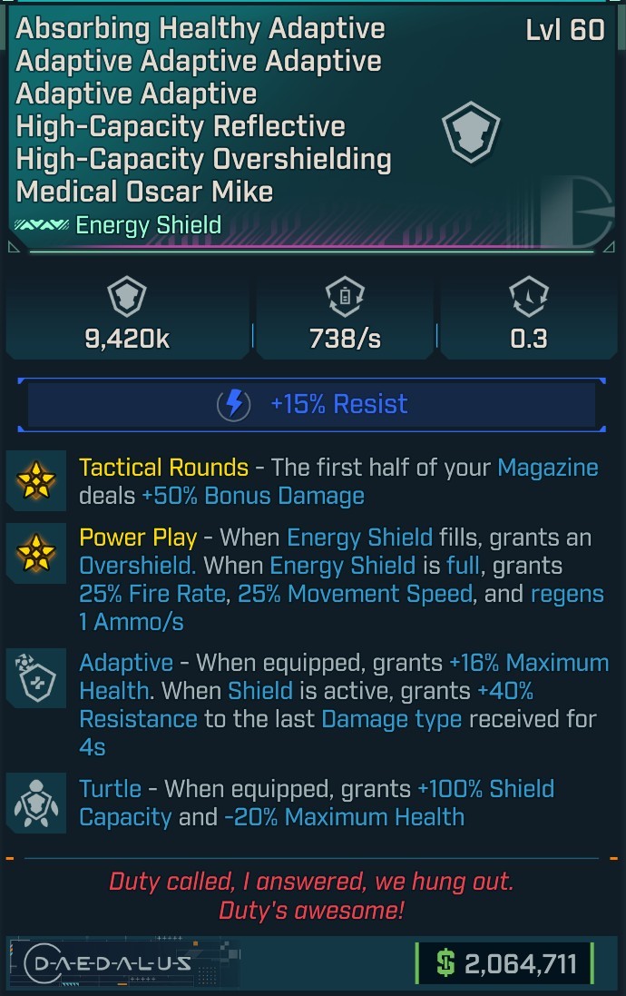 ⭐[MODDED] L60 SHIELD - 9,420K CAPACITY - TACTICAL ROUNDS - POWER PLAY - TONS OF OTHER STATS (SEE 2nd IMAGE)⭐
