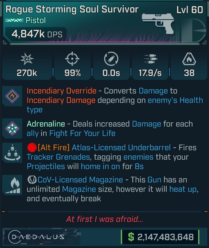 ⭐[MODDED] L60 SOUL SURVIVOR (FIRE CONVERT) - 4,847K DPS - 99% ACCURACY - 17.9/s FIRE RATE - TRACKER GRENADES - COV MAG⭐