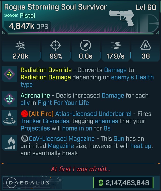 ⭐[MODDED] L60 SOUL SURVIVOR (RADIATION CONVERT) - 4,847K DPS - 99% ACCURACY - 17.9/s FIRE RATE - TRACKER GRENADES - COV MAG⭐