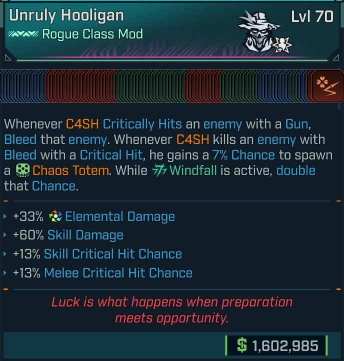 ⭐[MODDED] L70 C4SH (ROGUE) ALL IN ONE CLASS MOD - MAX ALL C4SH SKILLS - OVER 30 MODDED PERKS AND STATS⭐